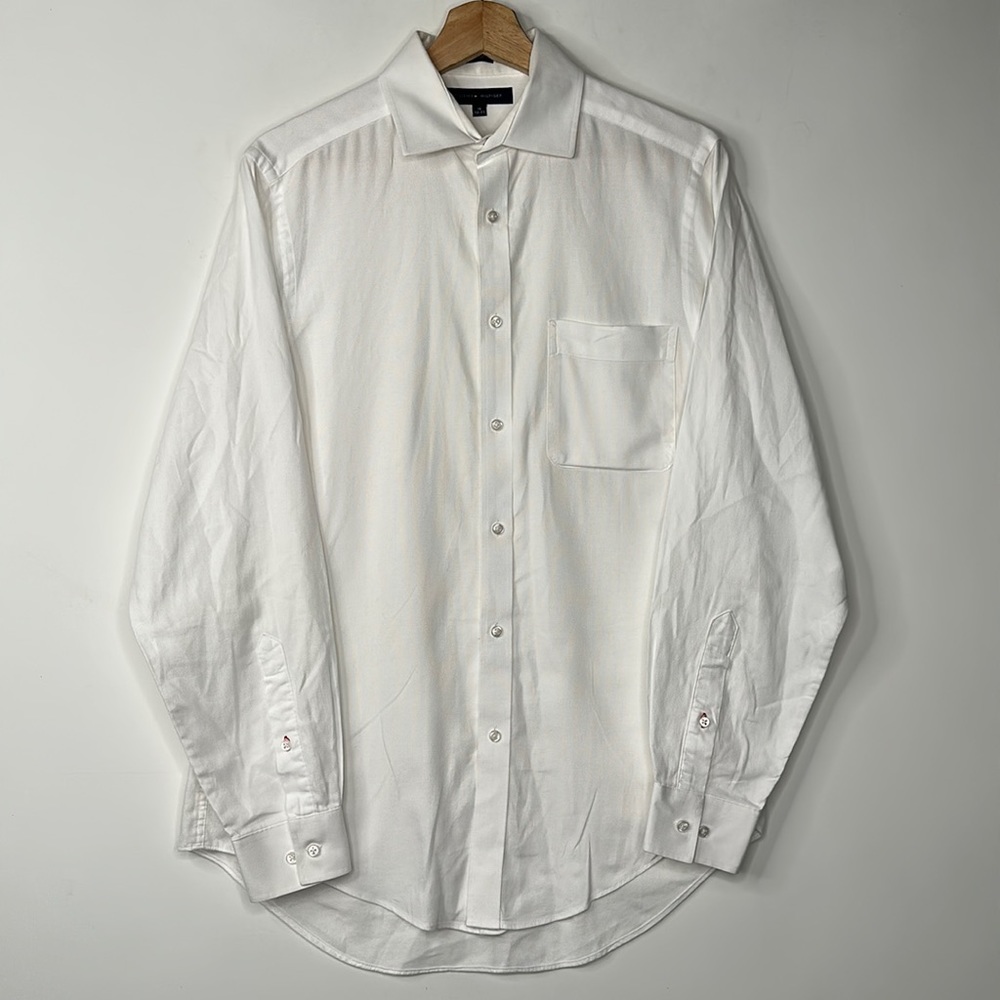 Tommy Hilfiger Slim Fit Button Down Shirt Mens Size 15 White